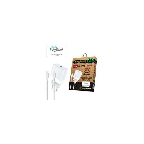 Max Mobile KUĆNI PUNJAČ PD SUPER FAST CHARGE 2U1 TYPEC+KABEL TR349006,GRS,35W ECO Slike