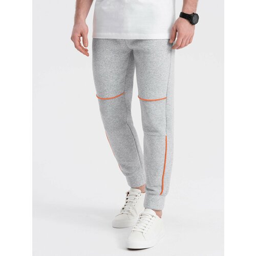Ombre Men's sweatpants with contrast stitching - grey melange Cene