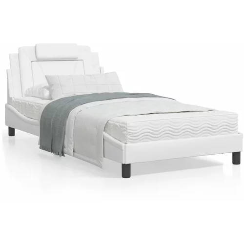  Krevet s madracem bijeli 100 x 200 cm od umjetne kože