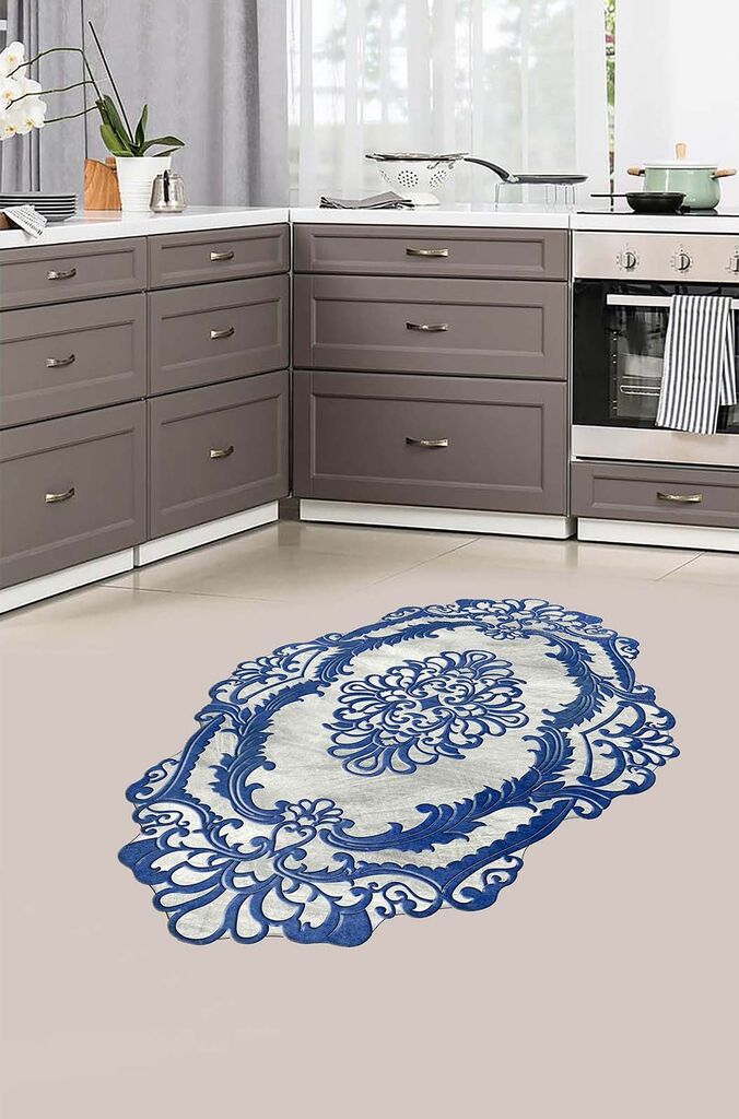 Conceptum Hypnose Tepih Hmnt958, Ovalni, 80 x 200 cm, Plavi Cene