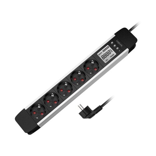 Logilink produžni kabl 5 mesta, LCD displej potrošnje, aluminijum ( 5714 ) Cene