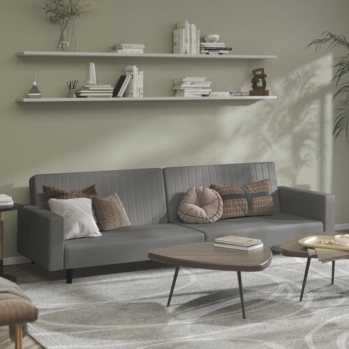  The Living Store Kavč dvosed z ležiščem sivo umetno usnje - Raztegljiv Kavč, (21450865) Cene