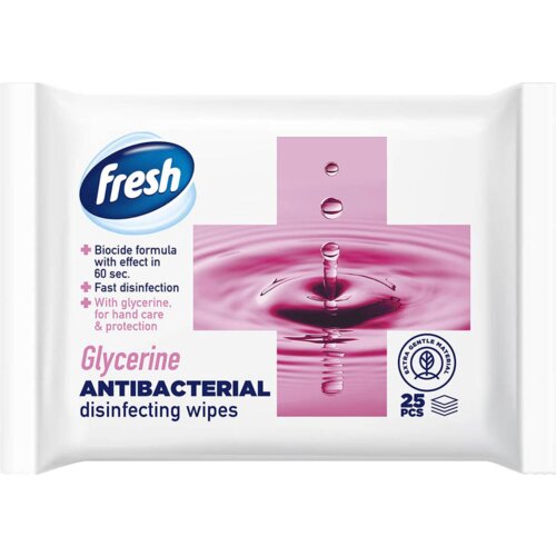 Fresh vlažne maramice, Antibakterijske, Glicerin, 25 komada Slike