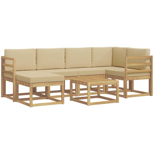  Set vanjskih sofa 7 pcs Bijela i bež Čvrsto drvo akacije Slike