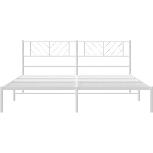  Metalni okvir za krevet s uzglavljem bijeli 193x203 cm Slike