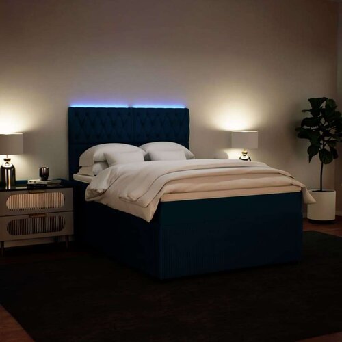 VidaXL Krevet s oprugama i madracem plavi 140x200 cm bar&amp;scaron;unasti Slike