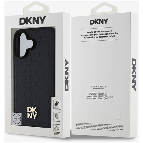 Dkny PU Leather Repeat Pattern Stack Logo MagSafe Zadn&amp;iacute; Kryt pro iPhone 16 Black Ovitek za telefon Vijolična Slike