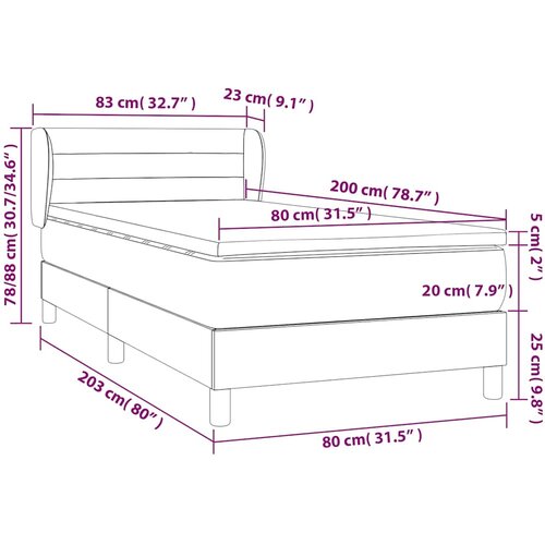  Okvir kreveta s oprugama i madrac tamnosivi 80x200cm od tkanine Slike