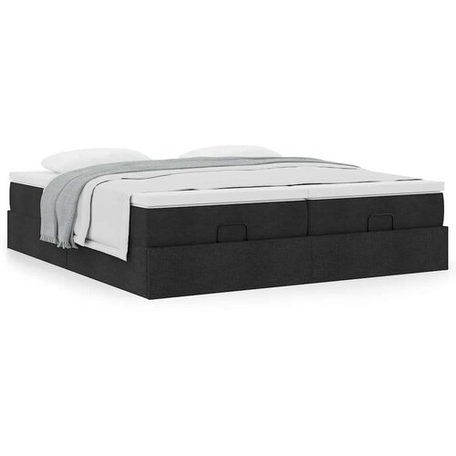 VidaXL Otomanski okvir kreveta s madracima crni 180x200cm od tkanine Slike