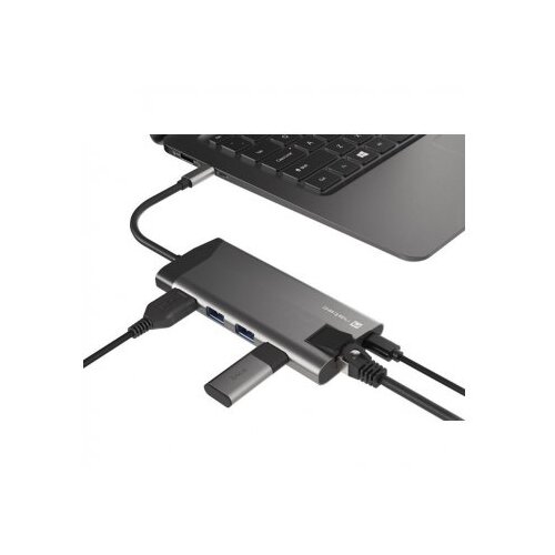  Fowler plus, usb type-c 6-in-1 multi-port adapter (USB3.0 hub + hdmi + pd + sd/microsd card reader + gigabit lan), max. output 100W, grey Cene