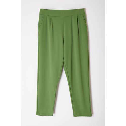 Trendyol Curve Green Carrot Fit Knitted Plus Size Trousers Slike
