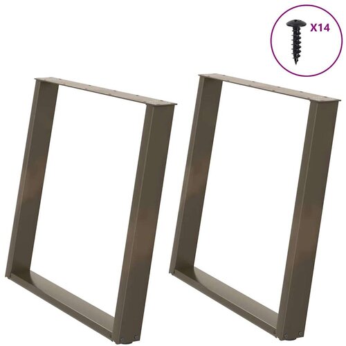 VidaXL Noge za blagovaonski stol U-oblik 2 kom Prirodni čelik 90 x (72-73) cm Čelik - Prirodna 90 x (72-73) cm 1 Slike