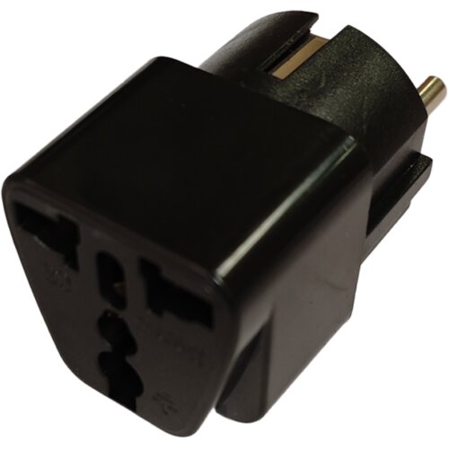 Univerzalni AC strujni adapter UK/EU, 3 flat plug to 2 pin plug adapter, crni Cijene