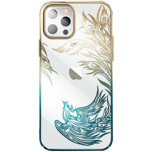 Kingxbar Luksuzen ovitek za iPhone 14 Plus s kristali serije Phoenix, zlati in modri, (21522010) Cene