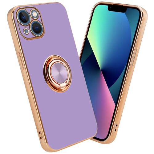 Cadorabo Ohišje, združljiv z Apple v sijajnem svetlobnem vijoličnem - Zlato z obročem - Zaščitni pokrov iz fleksibilnega silikona TPU, z zaščito pred kamero in držalom magnetnega avtomobila, (20617647) Cene