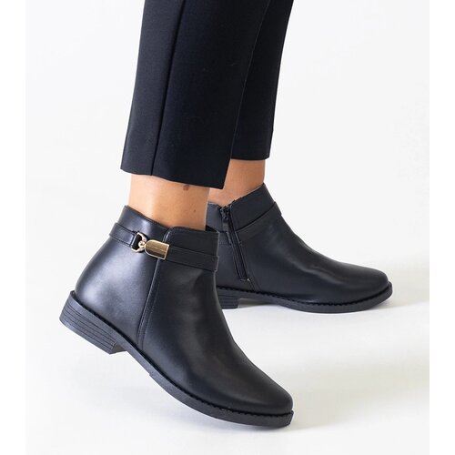 Gemre Black ankle boots with gold inserts eco-leather Casetra Cene