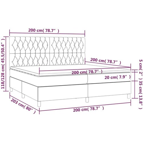  Krevet s oprugama i madracem smeđesivi 200x200 cm od tkanine Slike