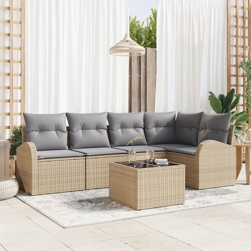 VidaXL 6-dijelna vrtna sofa garnitura s jastučićima crni poli ratan Slike