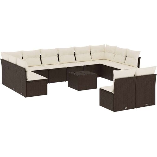 vidaXL 13-dijelni set vrtnih sofa s jastucima smeđi od poliratana Cijene