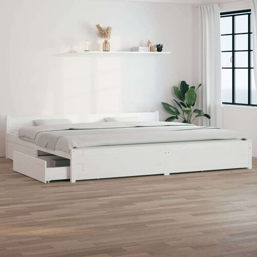  Posteljni okvir s predali bel 200x200 cm, (20647992) Slike