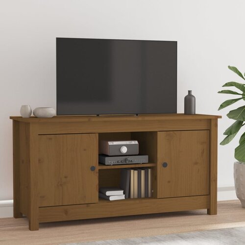 The Living Store TV omarica medeno rjava 103x36,5x52 cm trdna borovina - TV Omarica, (21375154) Slike