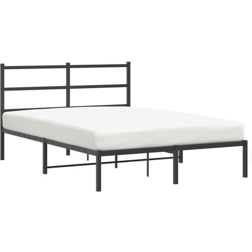 Maison Chic Kovinski Posteljni okvir - Dvoposteljna postelja - Zakonska postelja z vzglavjem črn 140x200 cm, (21693289) Slike
