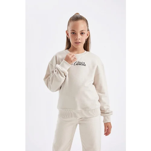 Defacto Girls Crew Neck Printed School Sweatshirt