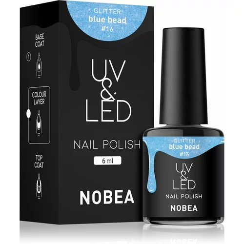 NOBEA UV & LED Nail Polish gel lak za nohte z uporabo UV/LED lučke sijajen odtenek Blue bead #16 6 ml