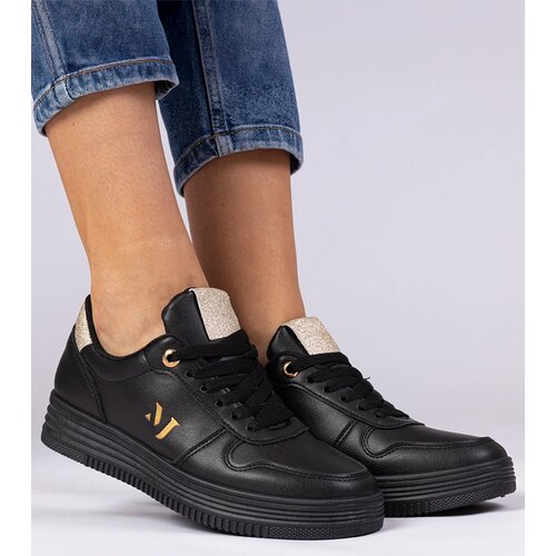 Gemre Black women&amp;#039;s sneakers with gold glitter Emilia Slike