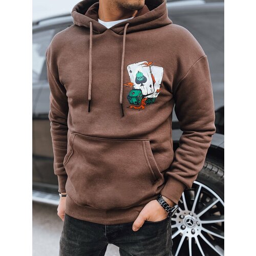 DStreet Men's Printed Sweatshirt, Brown Slike