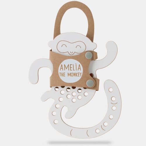 Milin Big Wooden Lacing Toy Monkey Amelia aktivna igračka 20 cm x 17,5 cm x 0,7 cm 1 kom Slike