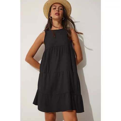 Happiness İstanbul Women's Black Summer, Flare Knitted Dress