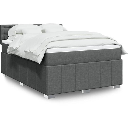 vidaXL Box spring postelja z vzmetnico temno siva 160x200 cm blago Cene