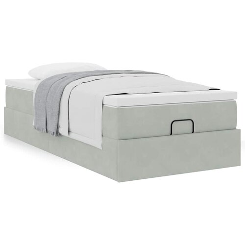 VidaXL Otomanski posteljni okvir z vzmetnico siv 100x200 cm žamet Slike