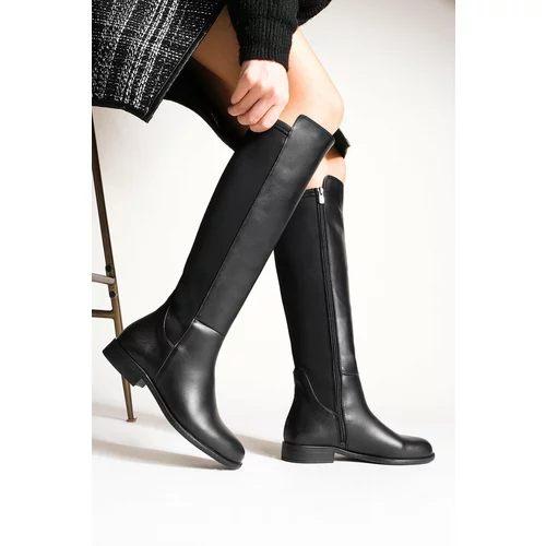 Marjin Knee-High Boots - Black - Flat