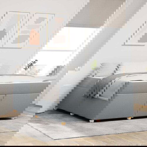 VidaXL Okvir kreveta s madracem Svjetlosiva 160 x 200 cm tkanina Slike