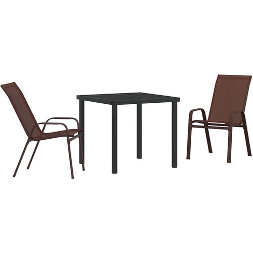 vidaXL Komplet za jedilnico v vrtu 3 pcs Rjava Textilene in jeklo, (5000045584) Cene