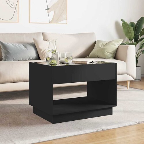  Stolić za kavu s beskonačnim LED svjetlima crni 70x50x50 cm Slike