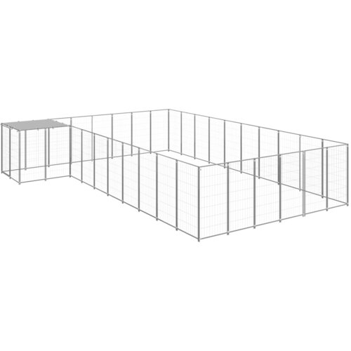 vidaXL Pasji boks srebrn 19,36 m&sup2; jeklo, (20799024) Cene
