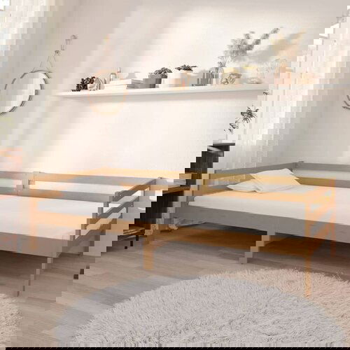 VidaXL Dnevni ležaj s madracem 90x200 cm boja meda od masivne borovine Slike