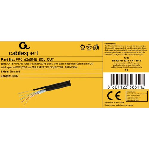 Gembird FPC-6260ME-SOL-OUT * FTP cat6 Outdoor solid 23AWG 057mm PREMIUM CCA pun presek 305m(7399) Slike