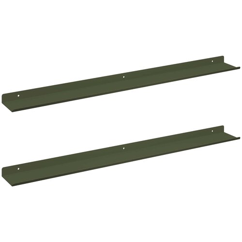  Lebdeća polica 2 pcs Maslinasto zelena 80 x 9 x 2,5 cm Čelik Slike