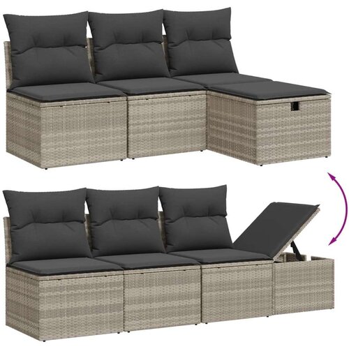  8-dijelni set vrtnih sofa od poliratana s jastucima svjetlosivi Slike