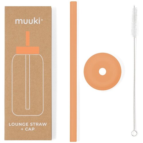 Muuki Silikonska slamka sa četkom za či&amp;scaron;ćenje/s poklopcem Tropical Papaya &amp;ndash; Slike