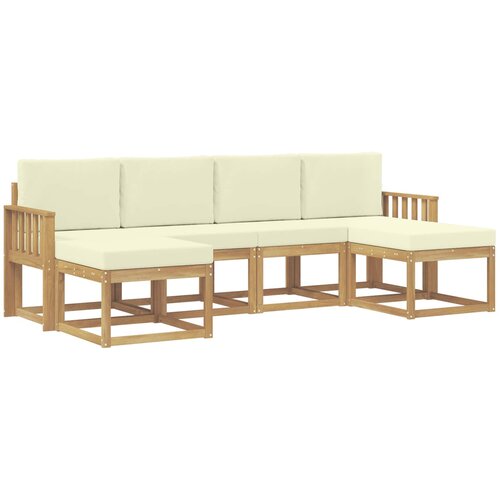 vidaXL Zunanja garnitura za sedenje 6 pcs Bela in krem Poliester, (5000280896) Cene