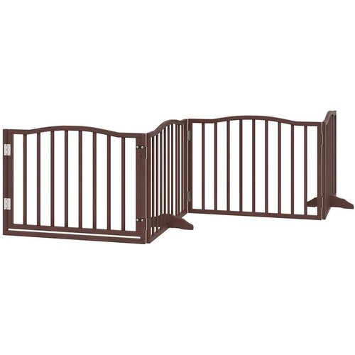  Vrata za pse s vrata&amp;scaron;cima 4 panela sklopiva 320 cm drvo topole Smeđa 80 x 60 x 2 cm Slike