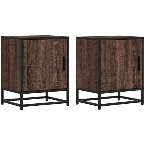 Maison Chic Dvo delni komplet Nočne omarice - Nočne mize rjavi hrast 40x31x50 cm inž. les in kovina, (21688628) Slike