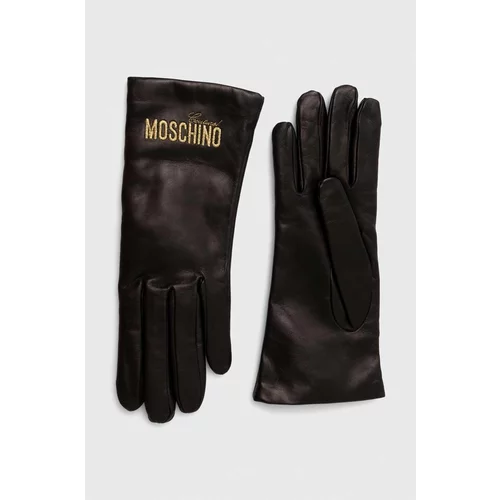 Moschino Kožne rukavice za žene, boja: crna