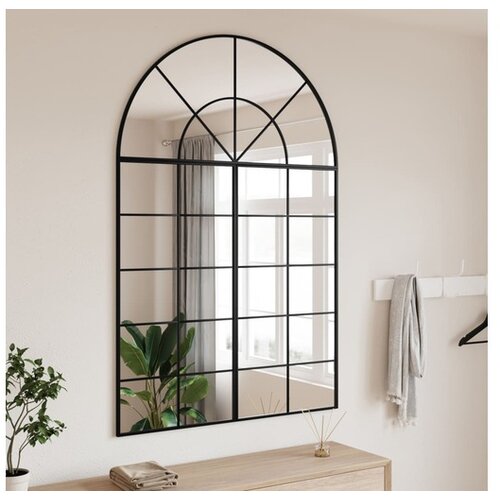 VidaXL Zidno ogledalo crno 100x150 cm lučno željezno Slike