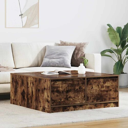 vidaXL stol za kavu s ladicama dimljeni hrast 100x100x40 cm Cijene